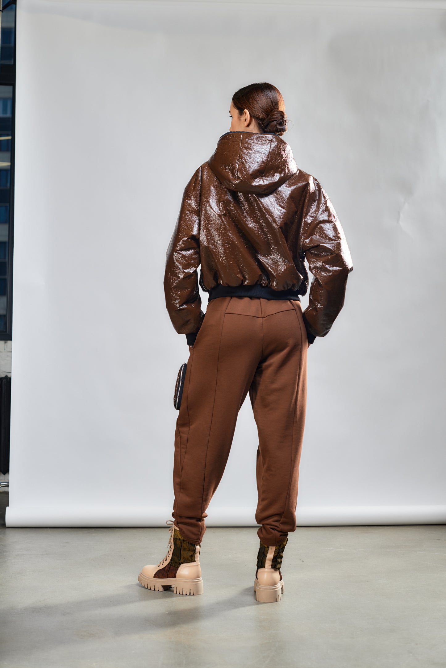 Bomber jacket with a hood