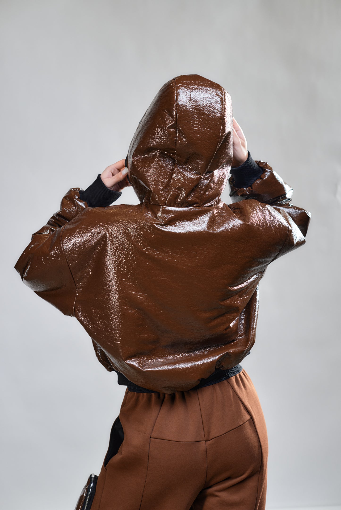 Bomber jacket with a hood