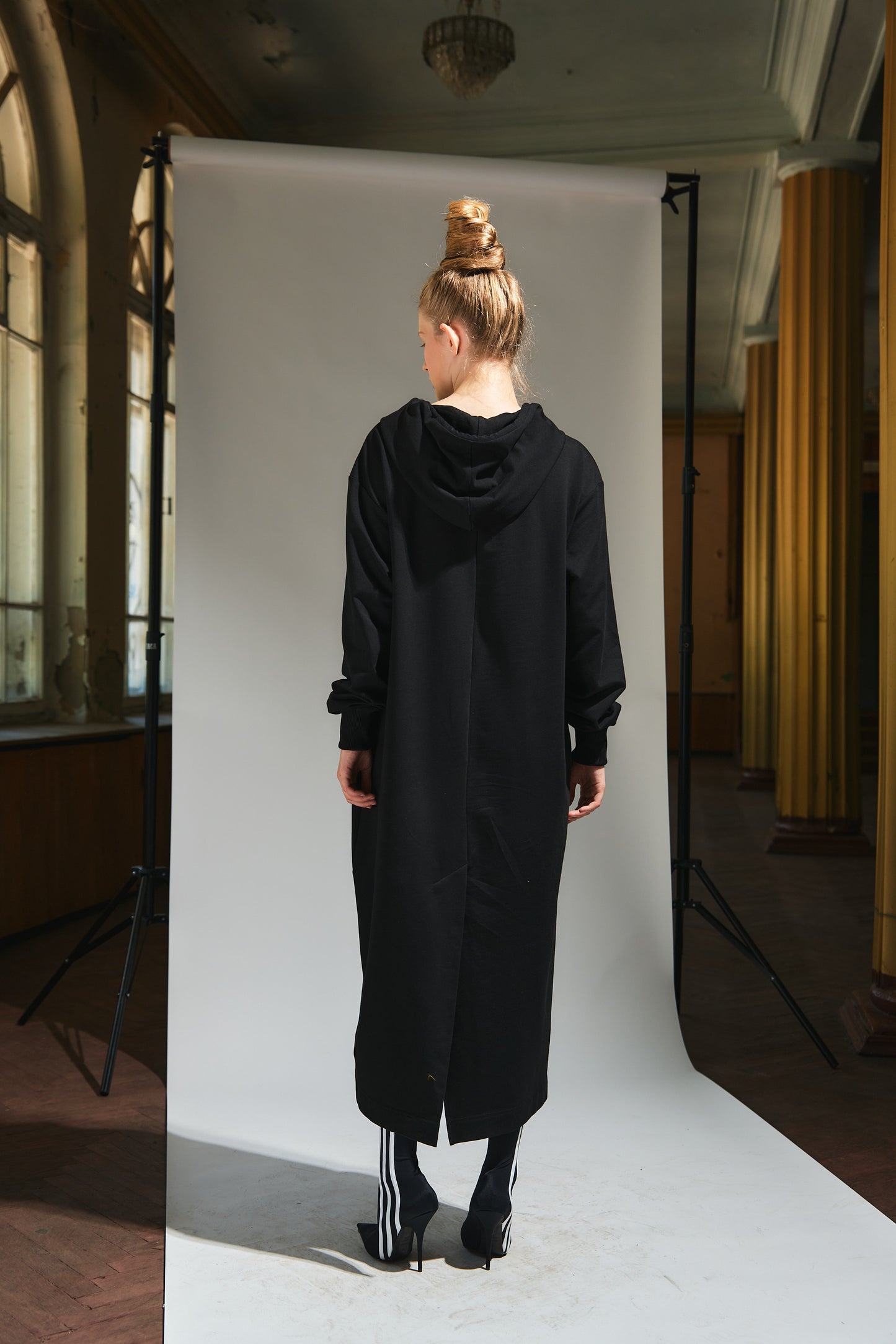 Long Sweatshirt Dress with hand beaded pocket