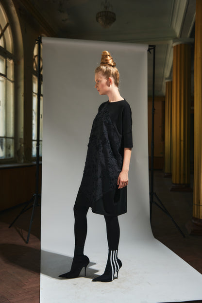 Dress with embroidery flowers front |  NY77DESIGN