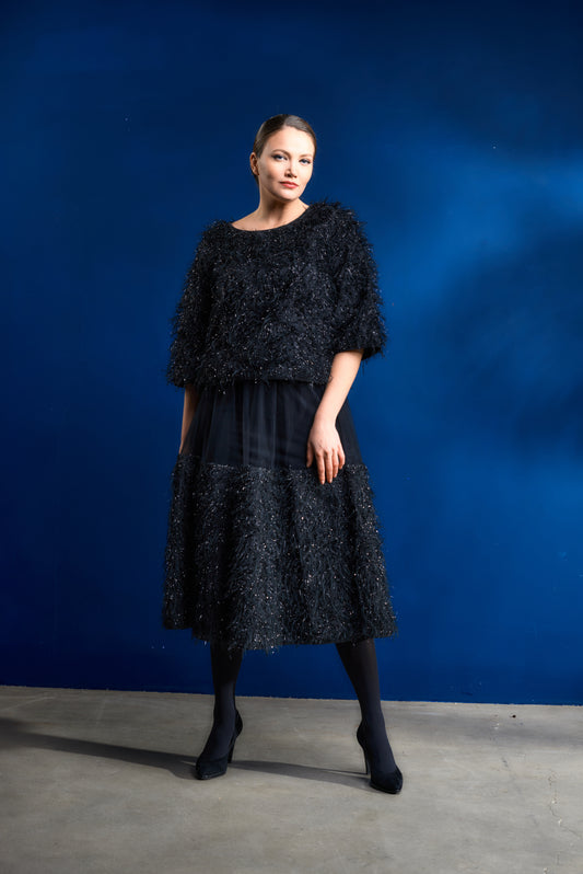 Cropped top with fuzzy finish