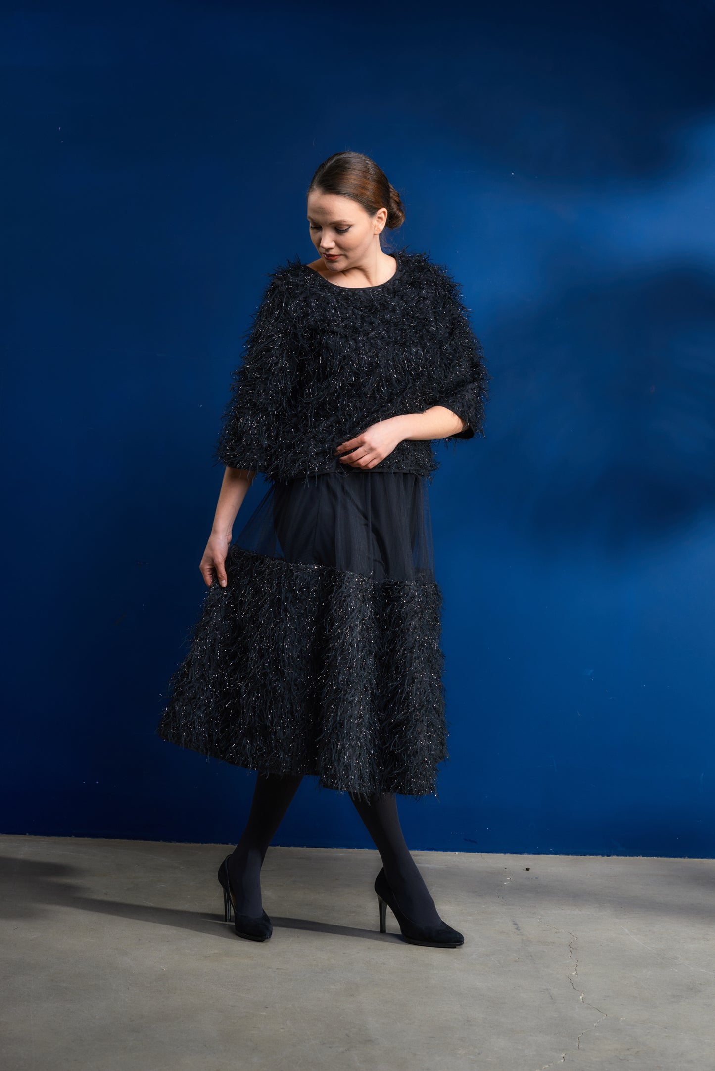 Cropped top with fuzzy finish