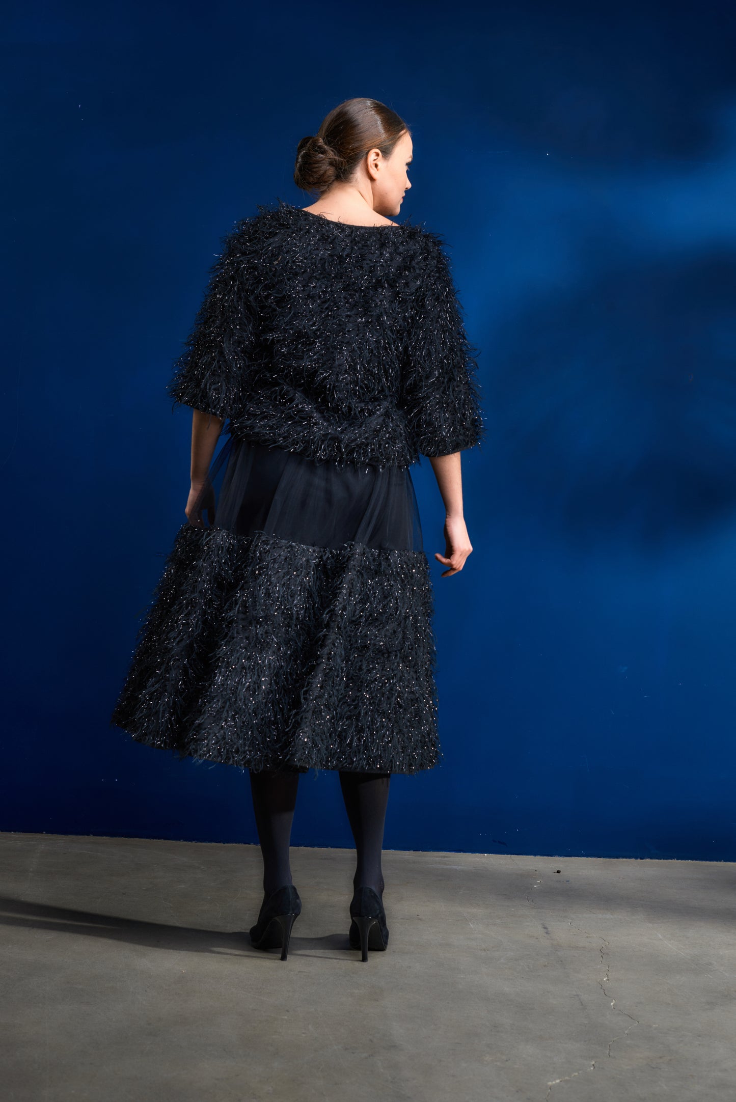 Cropped top with fuzzy finish