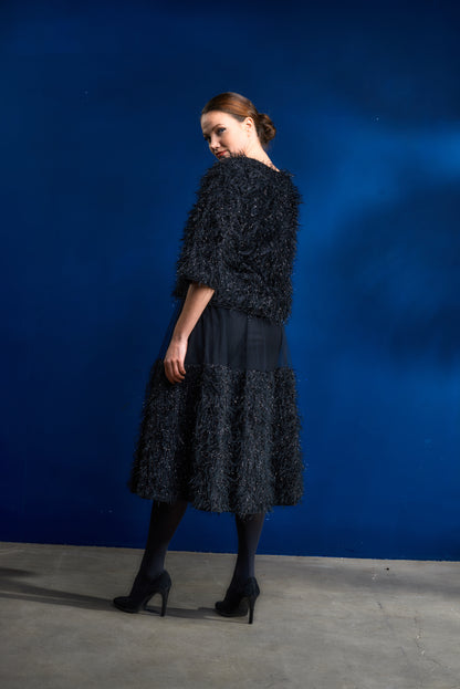 Cropped top with fuzzy finish