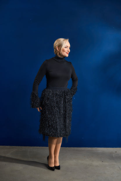 Long sleeves Turtleneck with sparkling fringe details