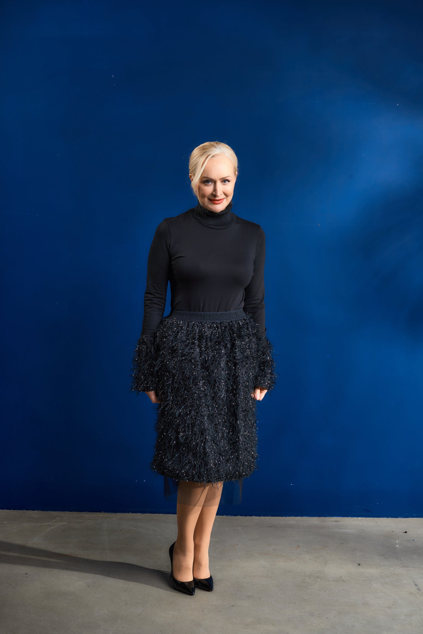 Long sleeves Turtleneck with sparkling fringe details