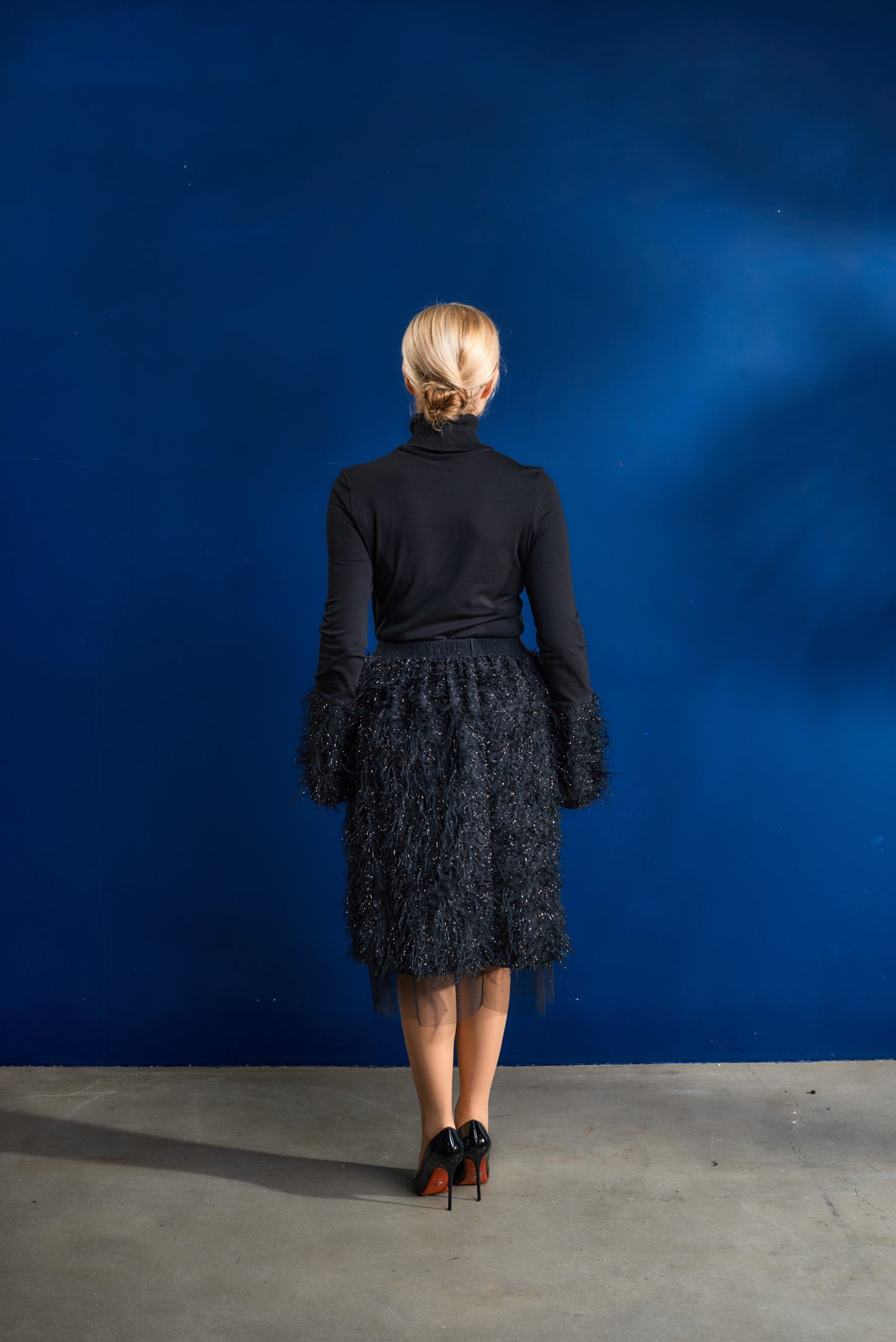 Long sleeves Turtleneck with sparkling fringe details