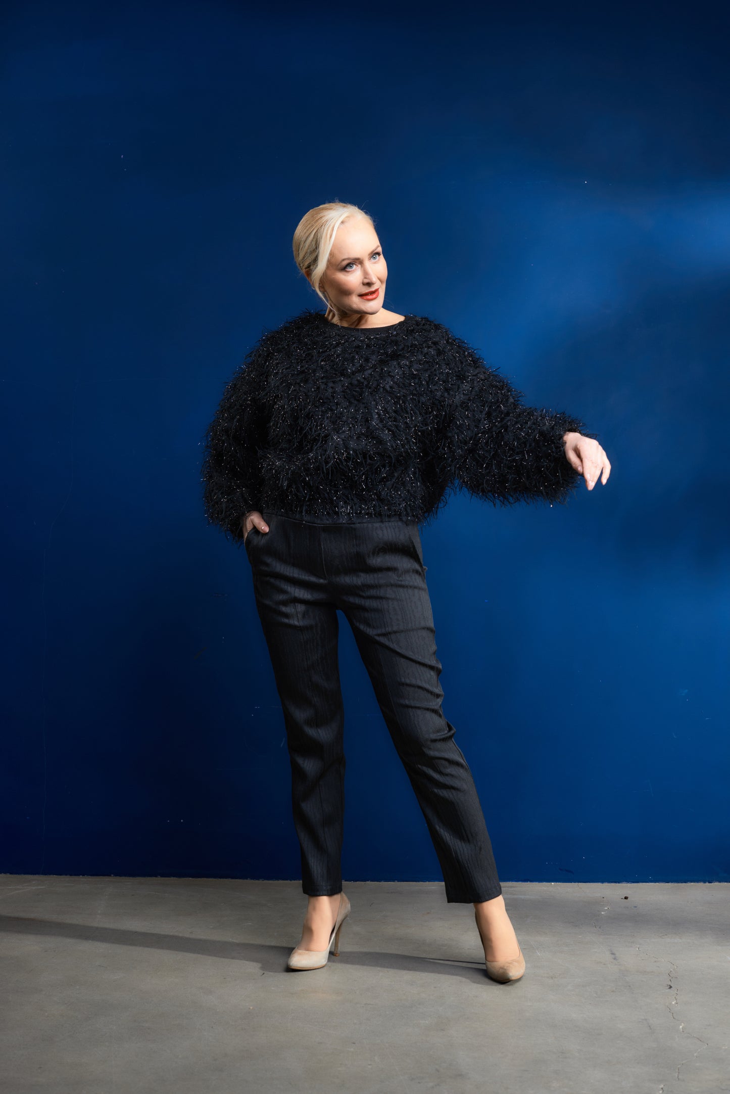 Tuxedo leg pants in moire Japanese fabric