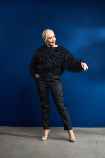 Tuxedo leg pants in moire Japanese fabric