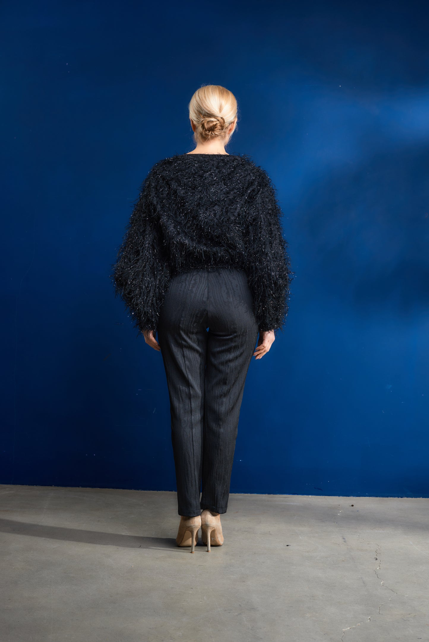 Tuxedo leg pants in moire Japanese fabric