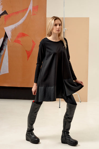 A-line Dress with pockets and asymmetrical hem