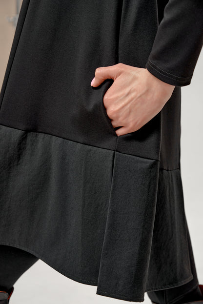 A-line Dress with pockets and asymmetrical hem