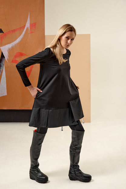 A-line Dress with pockets and asymmetrical hem
