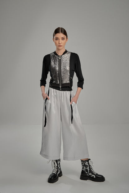 Cropped Silver Sequin Vest