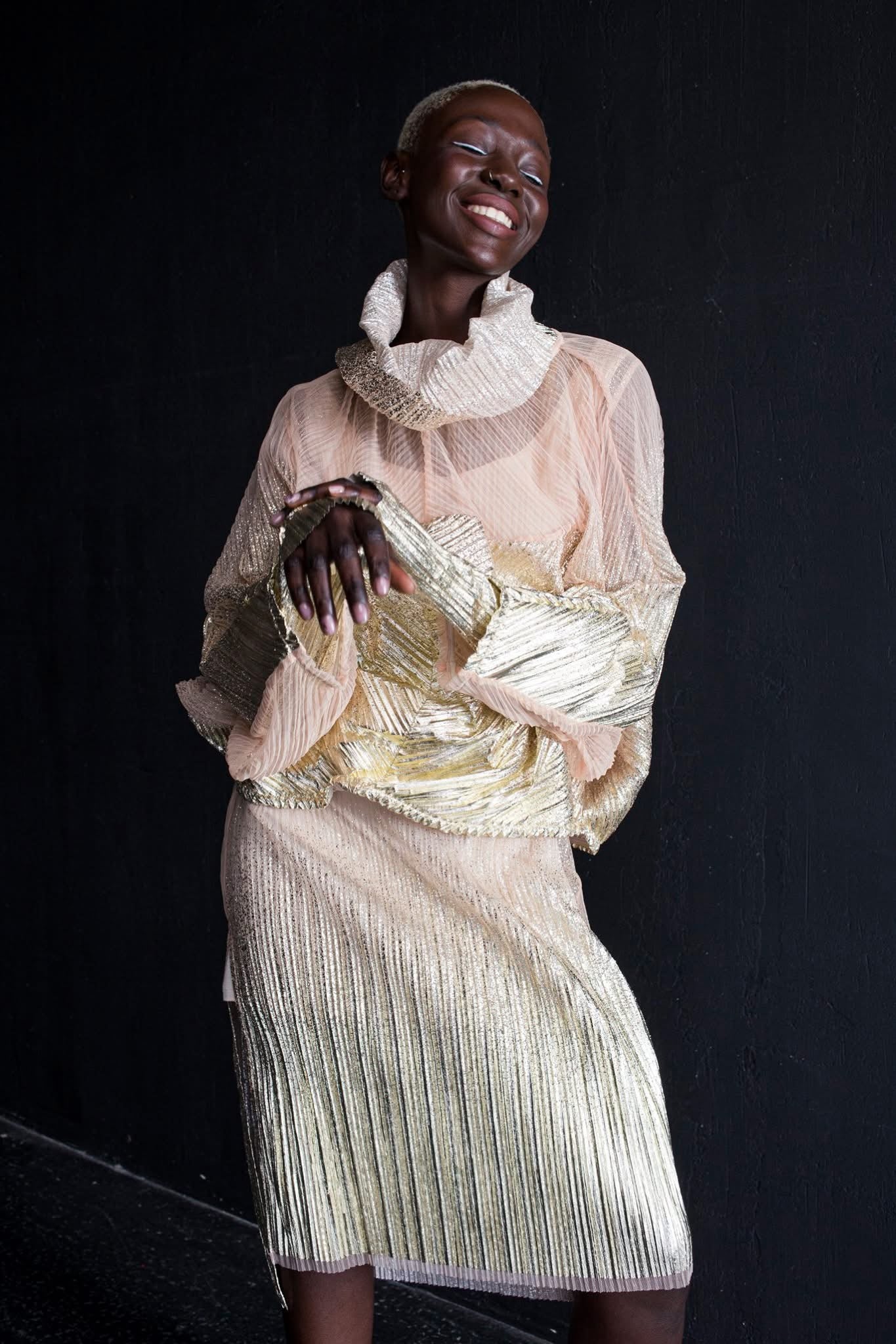 One size top mesh fabric with foil print