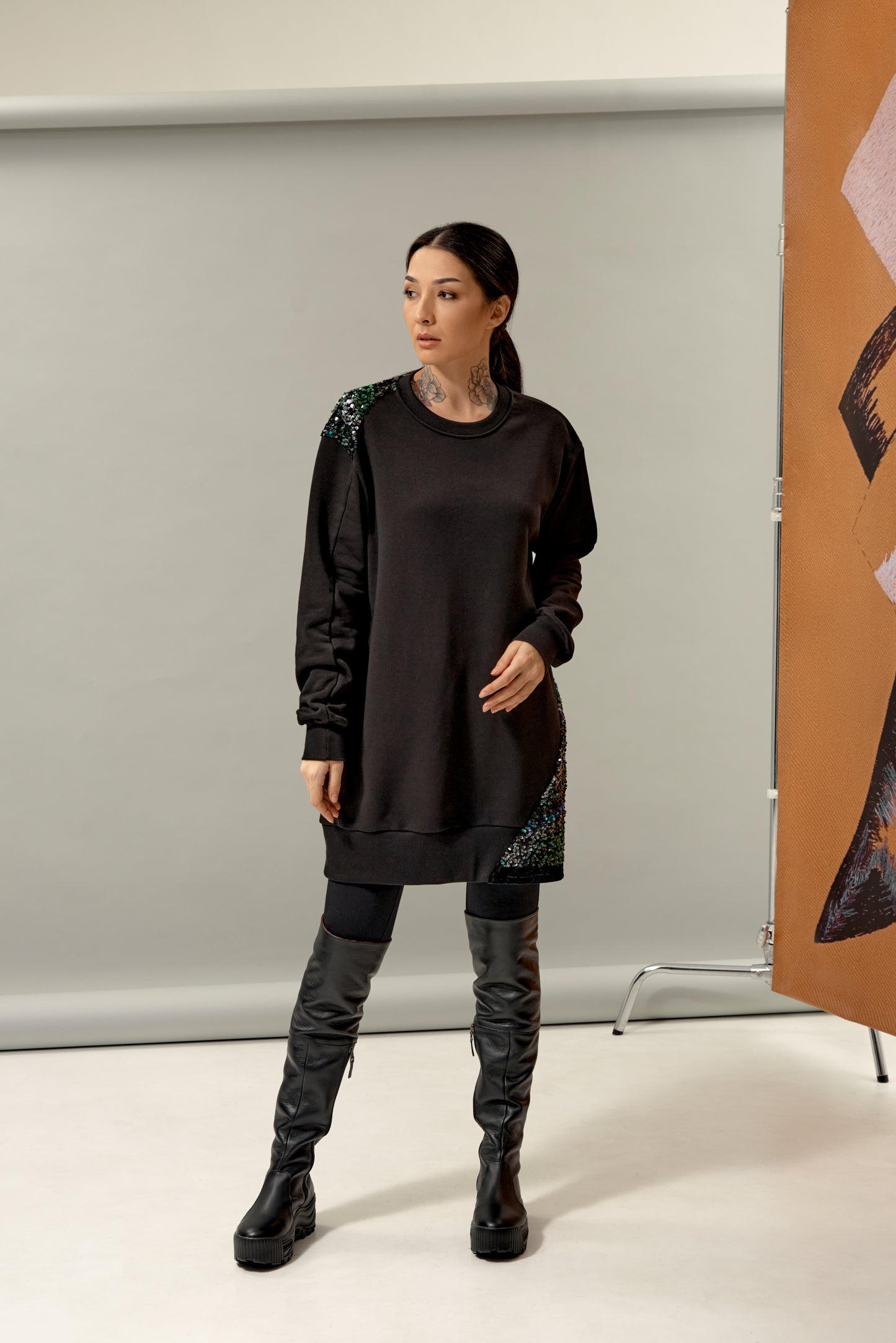 Sequins sweatshirt tunic