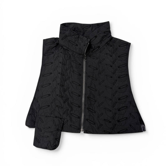 Vest with safety pins embroidery