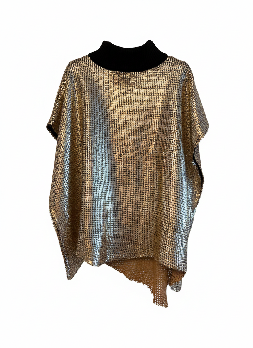 Perforated Lamb Leather Vest with Turtleneck