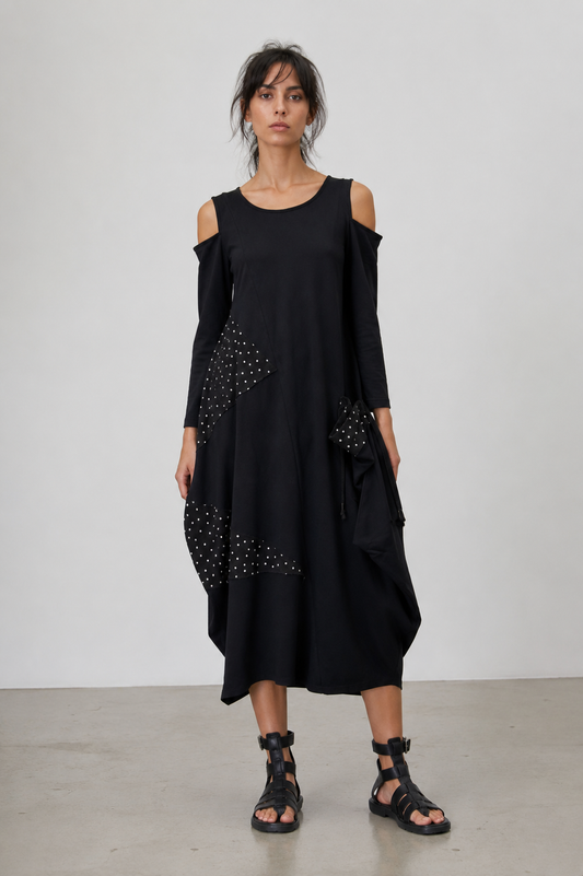 Cold Shoulder Japanese Cotton Dress