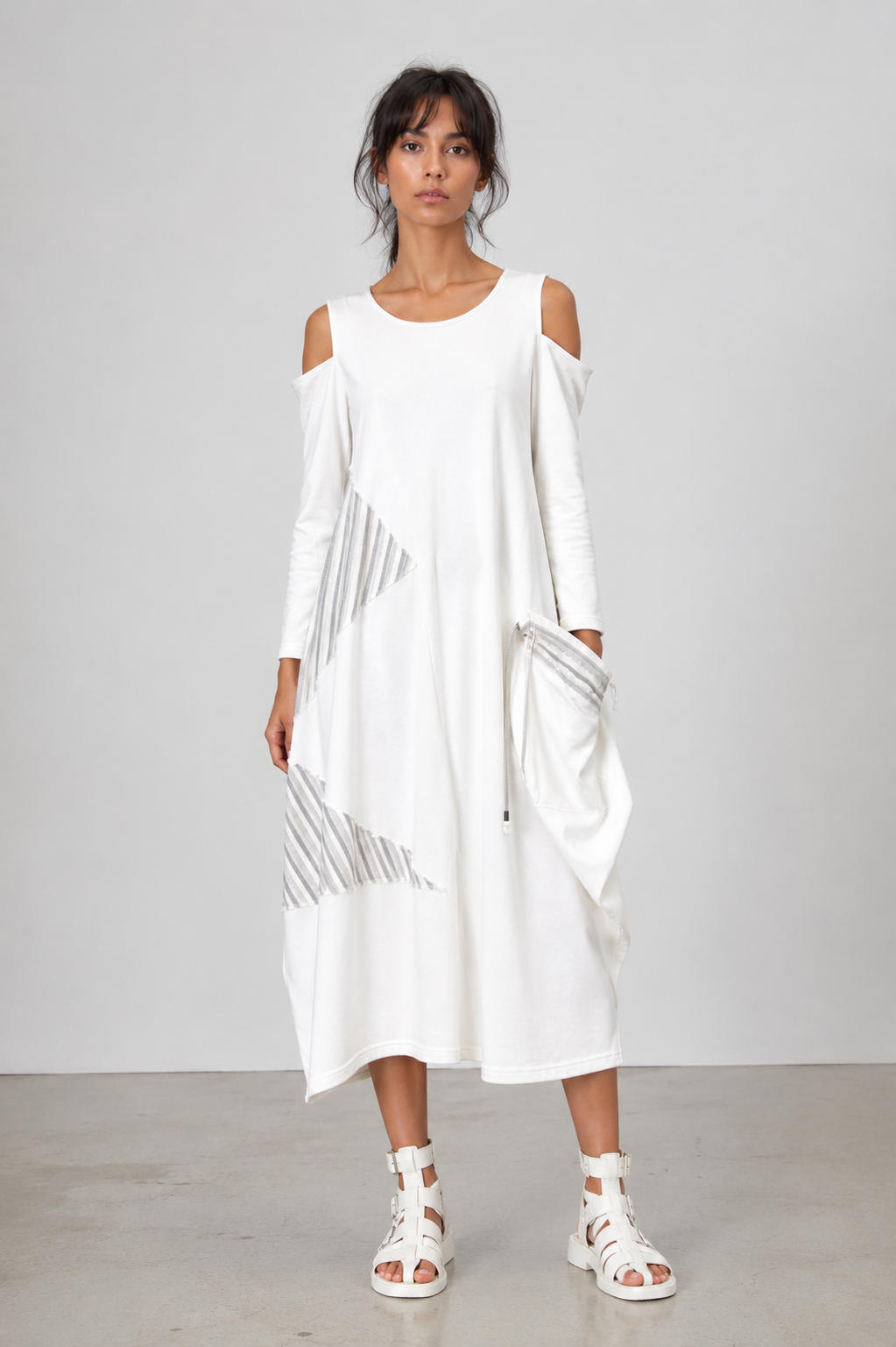 Cold Shoulder Japanese Cotton Dress