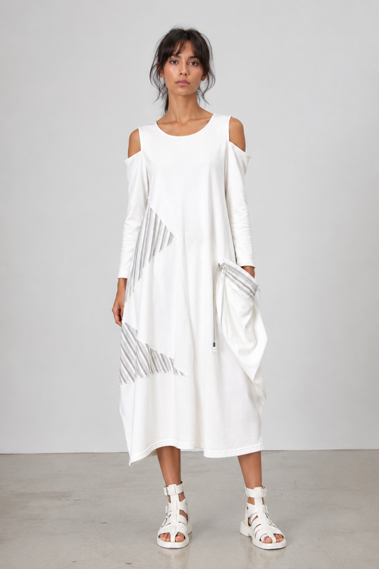 Cold Shoulder Japanese Cotton Dress