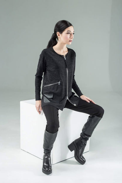 Long sleeve jacket with zipper details