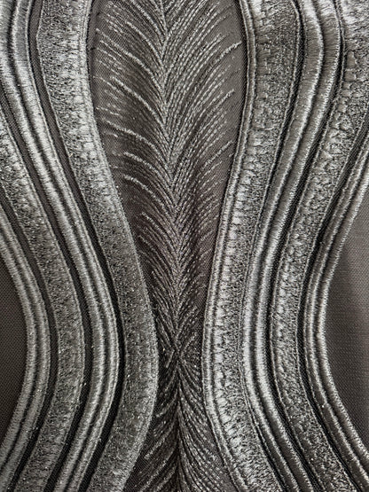 A-line dress with embroidery and V-on a back