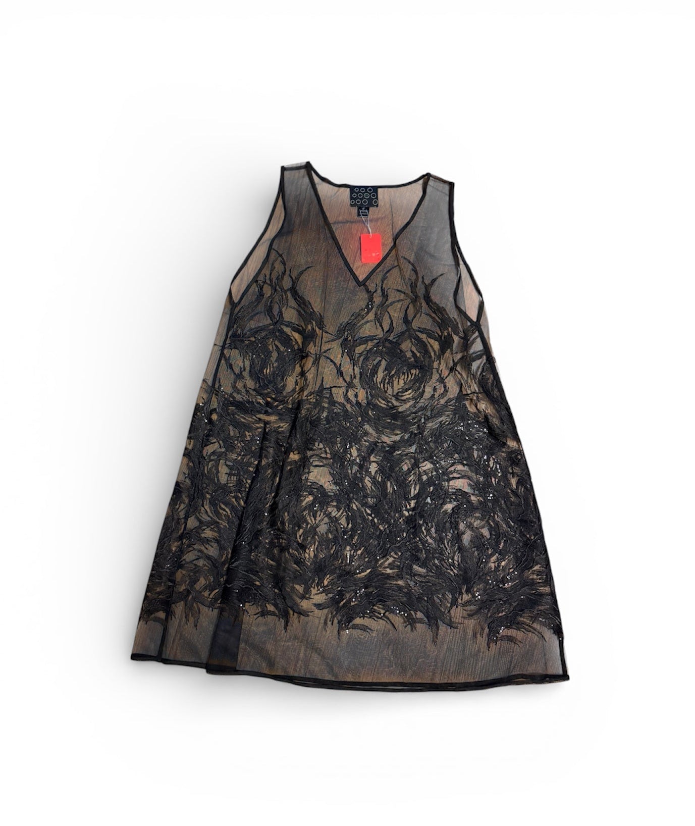 Lace embroidered sleeveless dress overlay