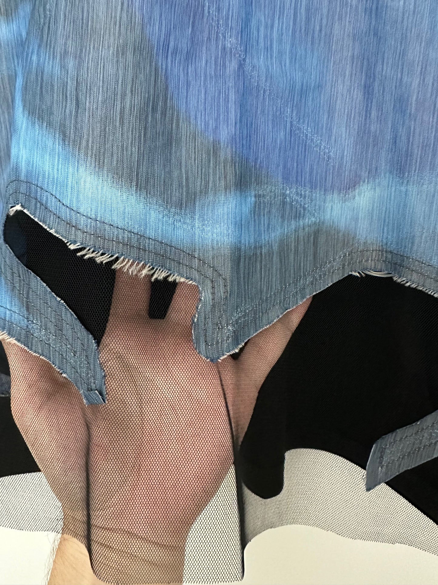 Long sleeve square top blue |  NY77DESIGN