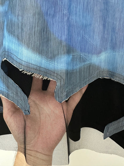 Long sleeve square top blue |  NY77DESIGN