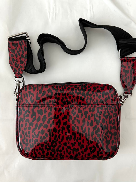 Crossbody Camera Bag Animal Print Glossy Leather | NY77DESIGN