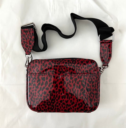 Crossbody Camera Bag Animal Print Glossy Leather | NY77DESIGN