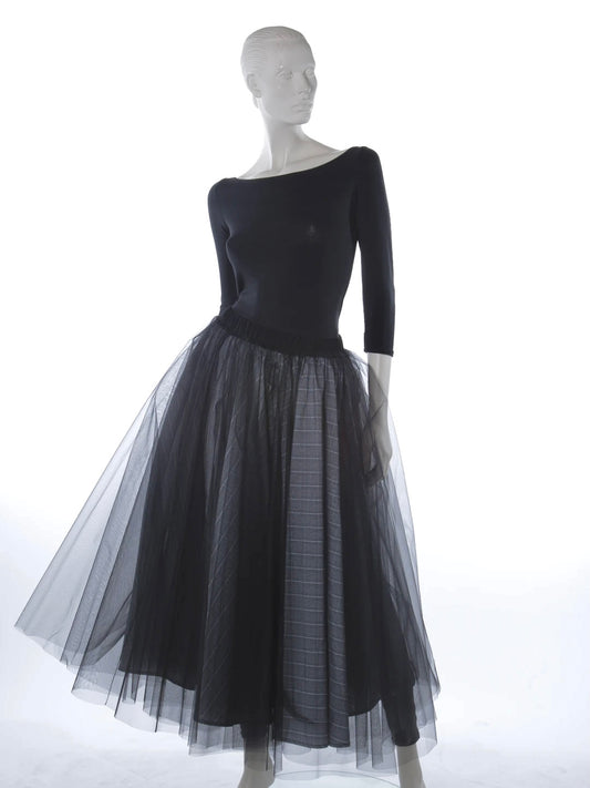 Long mesh/cotton skirt