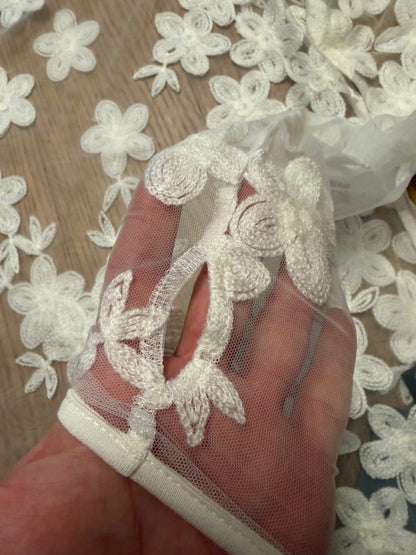 Floral embroidered mesh top