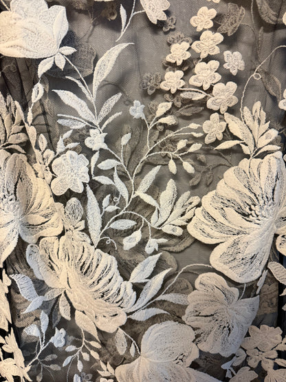 Overlay embroidered flower mesh dress