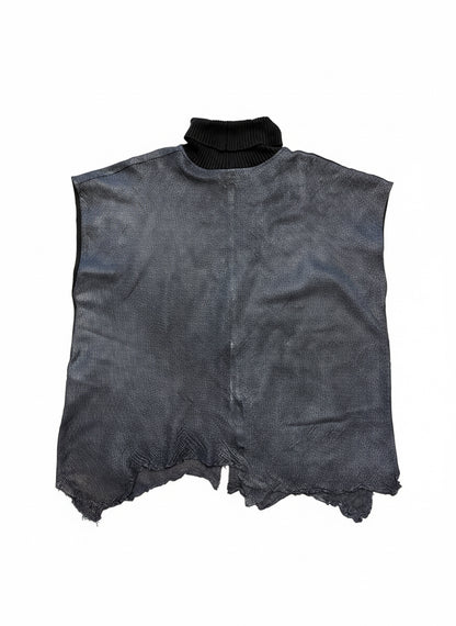 Real lamb perforated leather vest