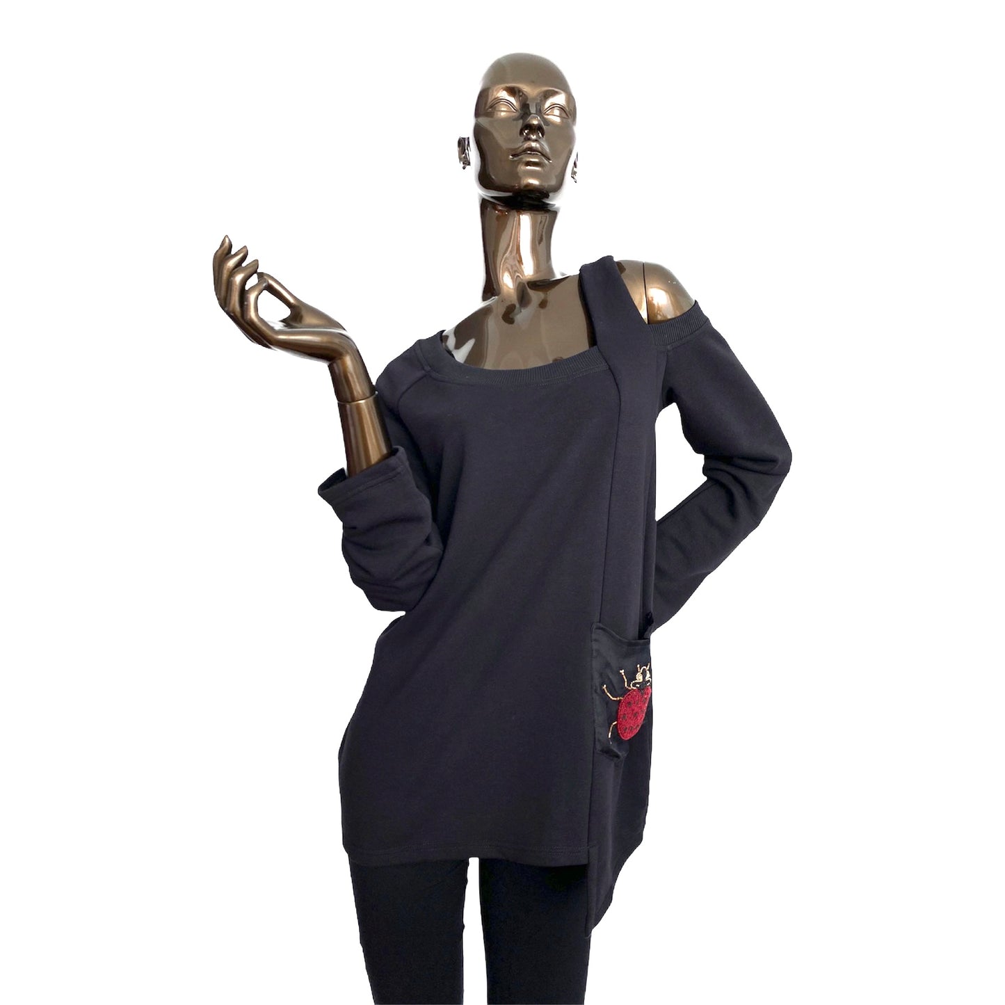 Sweatshirt top with hand beaded bug details