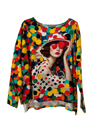 Long Sleeve Square Top with AI Print | NY77DESIGN