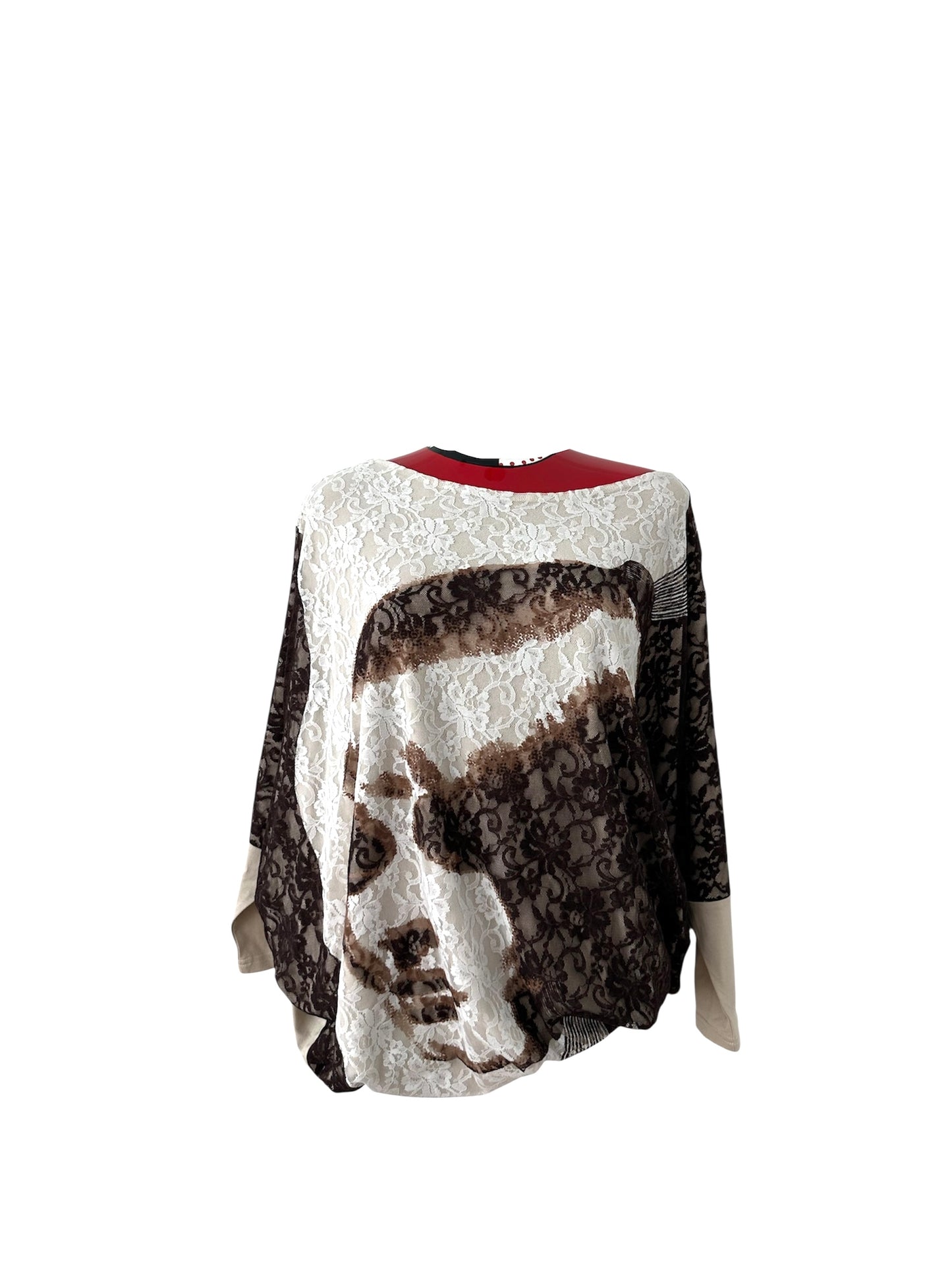 Long tunic with lace print front | NY77DESIGN