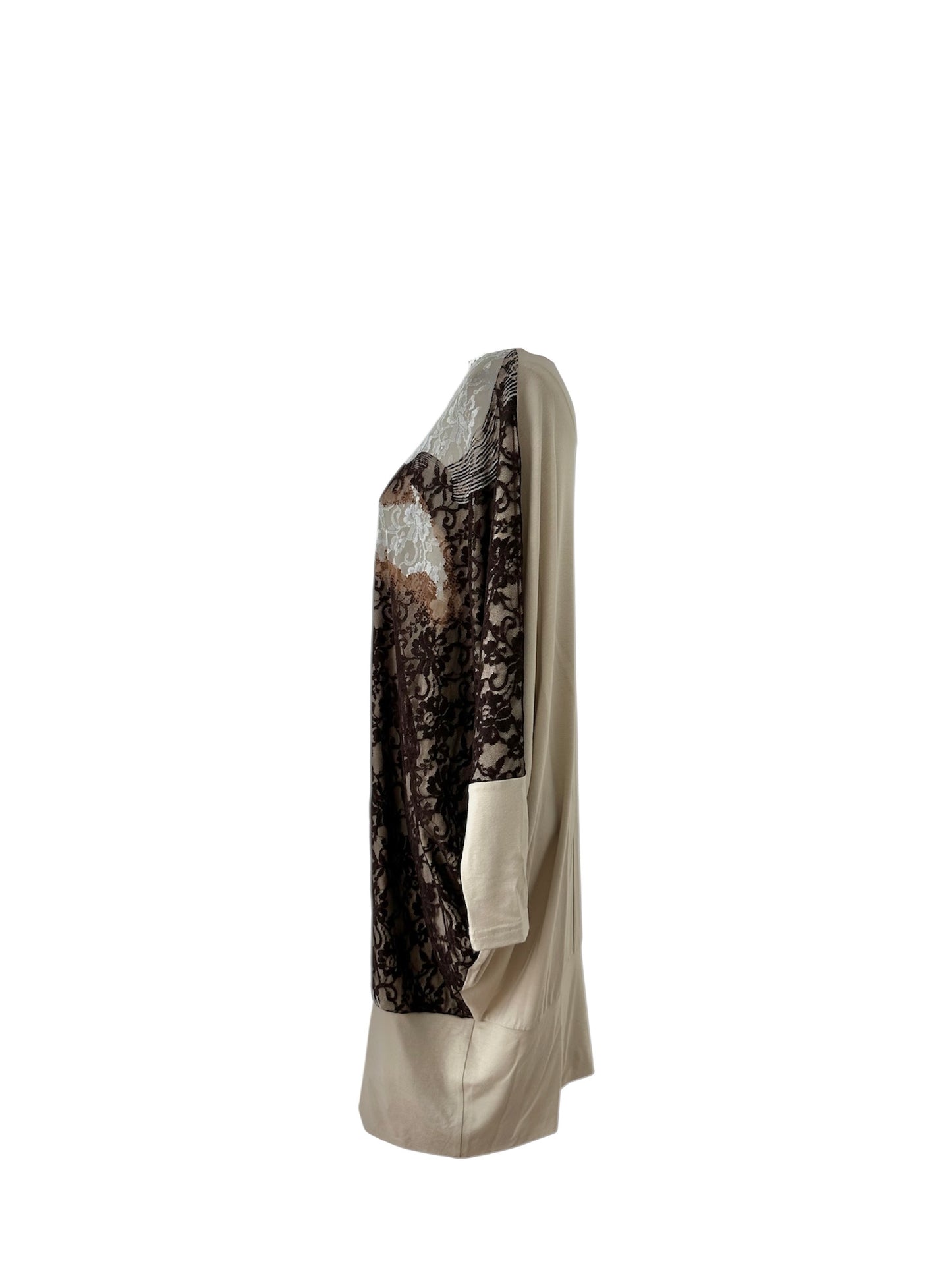Long tunic with lace print front | NY77DESIGN