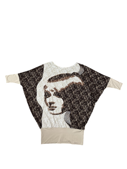 Long tunic with lace print front | NY77DESIGN