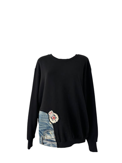 Japanese Cotton Sweatshirt with jeans detail | NY77DESIGN