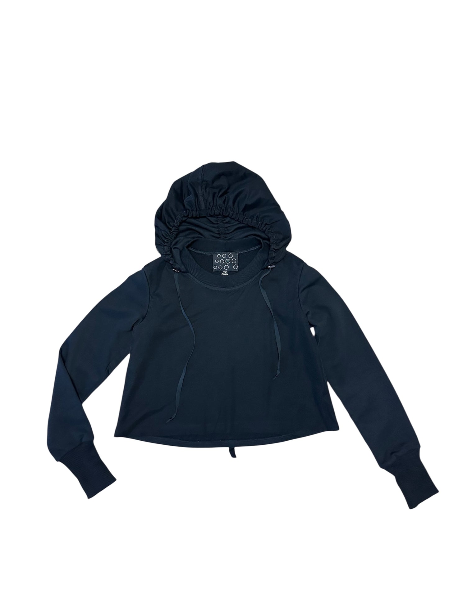 Cropped hoodie with mesh overlay