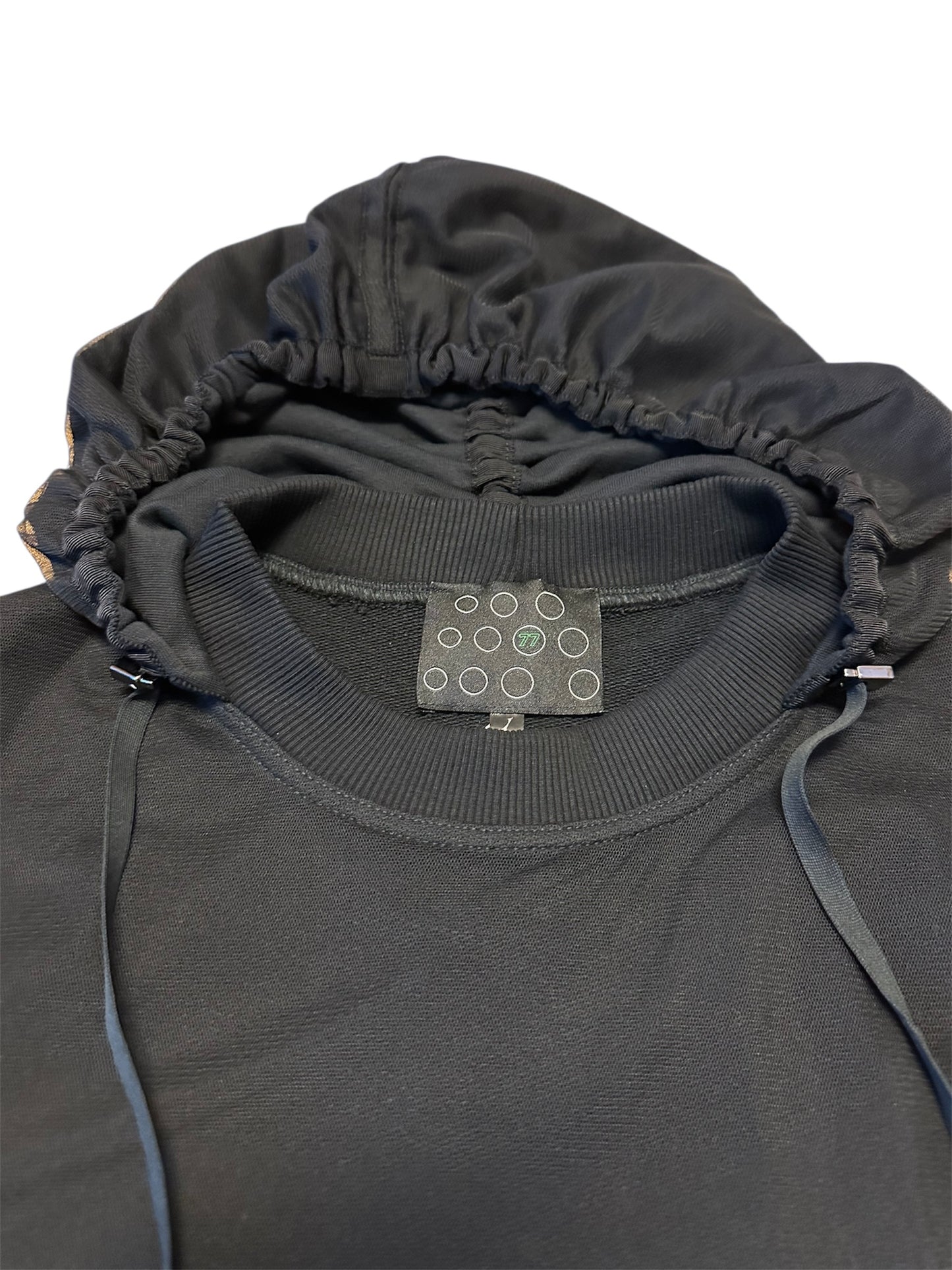 Cropped hoodie with mesh overlay