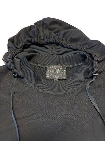 Cropped hoodie with mesh overlay