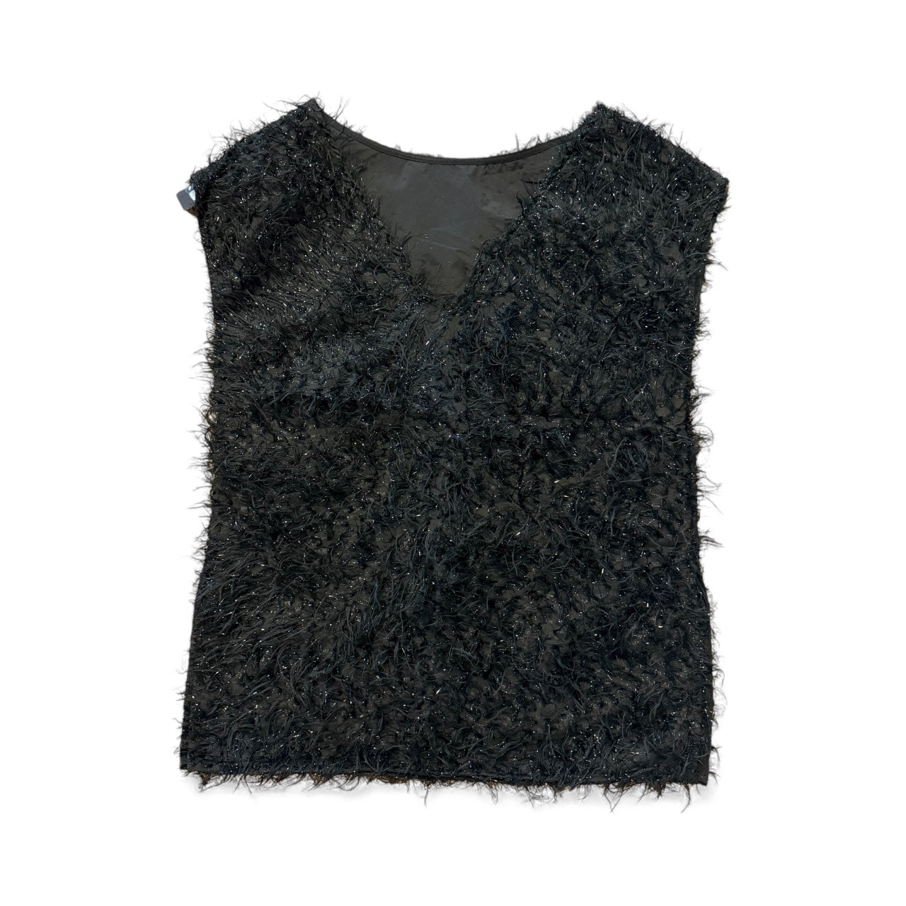 Short sleeve Top in sparkle feather like fabric