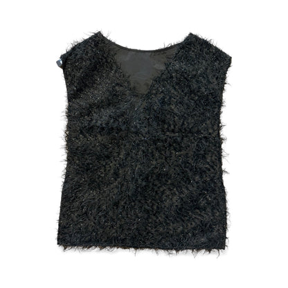Short sleeve Top in sparkle feather like fabric