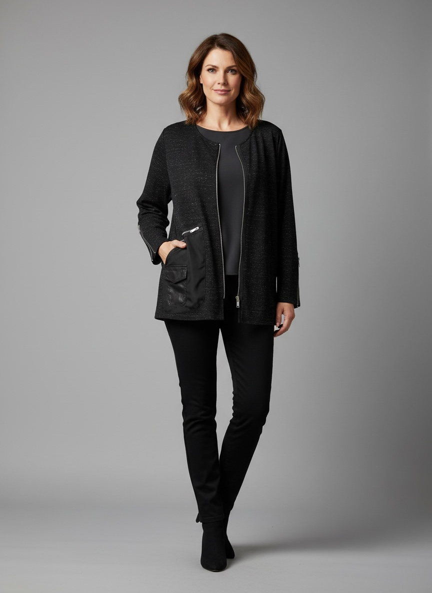 Long sleeve jacket with zipper details