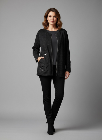 Long sleeve jacket with zipper details