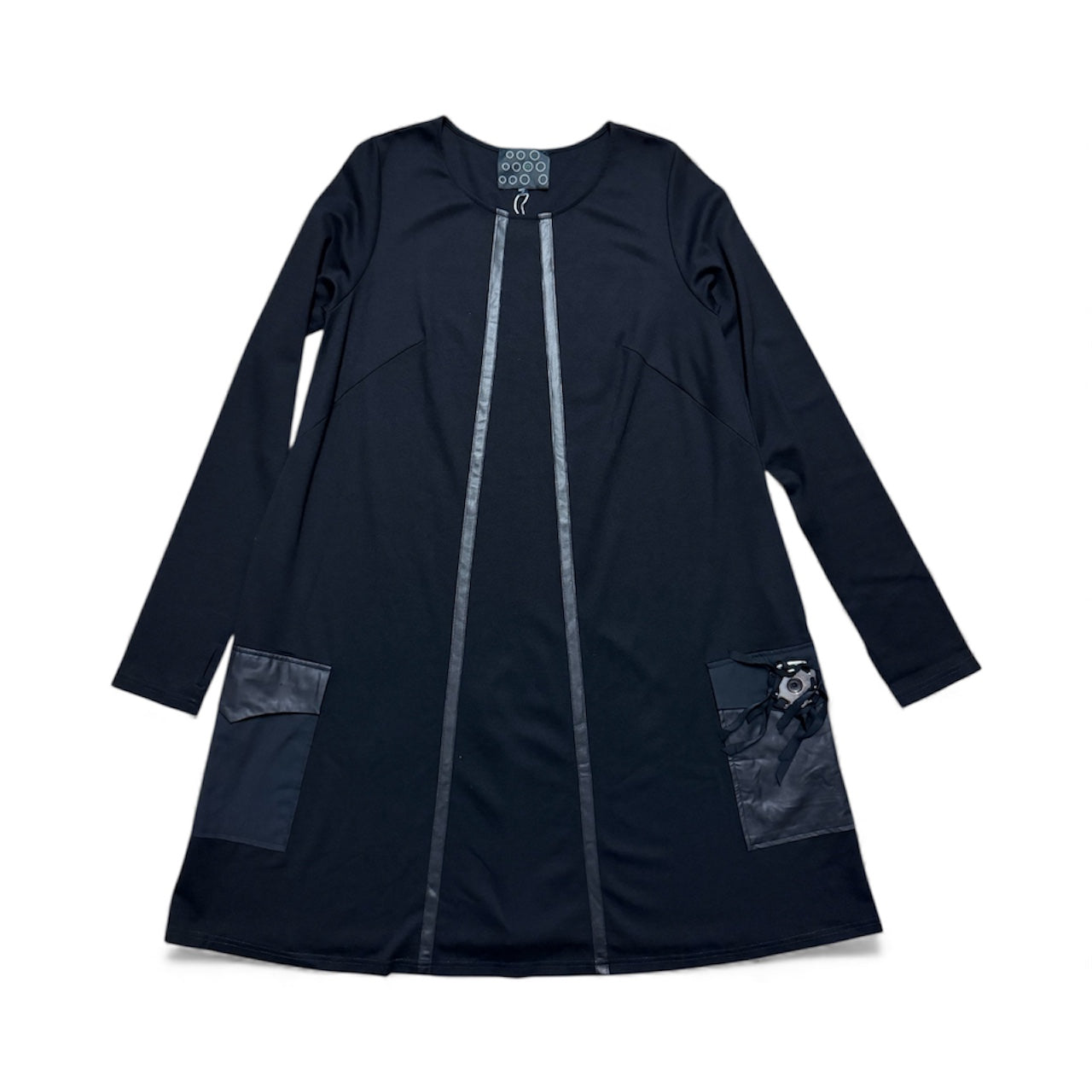 A-line dress with big silver buckle details